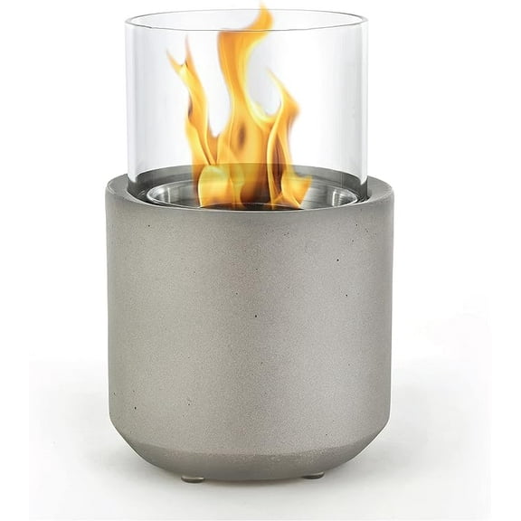 Open Box Home Zone Living Concrete Portable Tabletop Round 4.7" Fire Pit KMF0354U - Grey