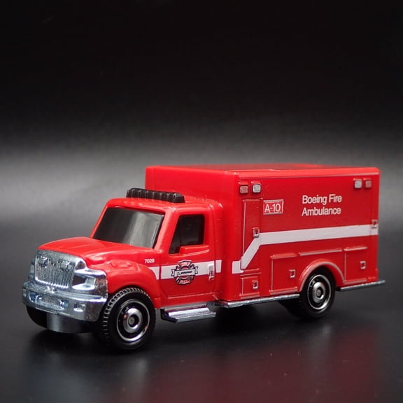 Open Box INTERNATIONAL TERRASTAR AMBULANCE BOEING FIRE 1/64 MB SCALE DIECAST MODEL CAR