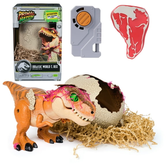 Open Box Jurassic World Primal Hatch T-Rex, Interactive Dinosaur Toy for Kids Ages 5 and up