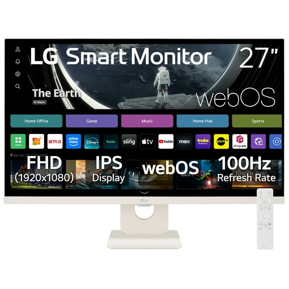 Open Box LG 27" FHD IPS Smart Monitor with webOS 100Hz, White, 27U55WSA-W