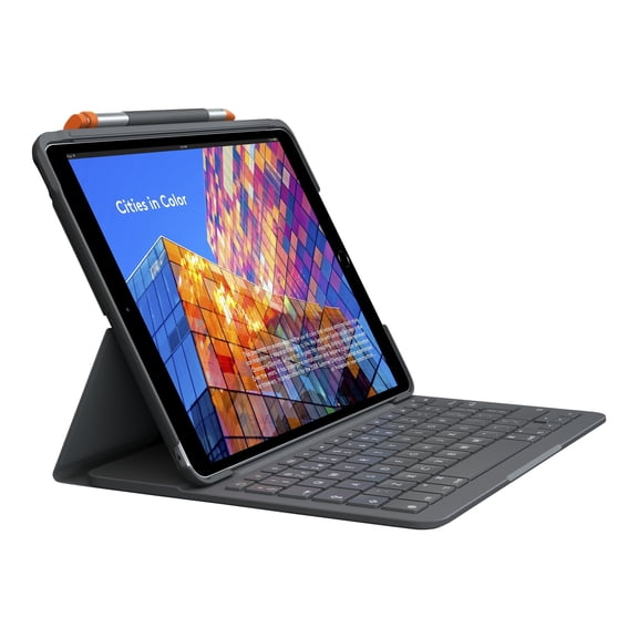 Logitech Slim Folio - Keyboard and folio case - wireless - Bluetooth LE - for Apple 10.5-inch iPad Air (3rd generation)