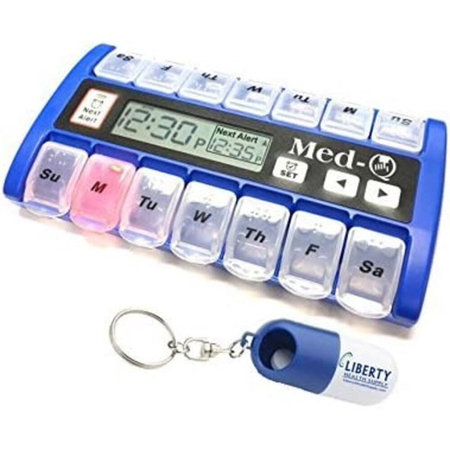 Open Box MEDQ Digital Pill Box Organizer, 2 Beep Reminder, LED Alert