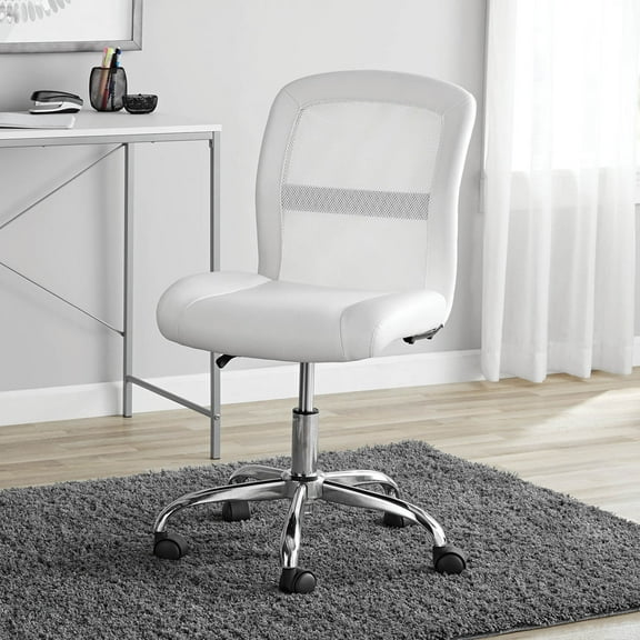 Open Box Mainstays Mid-Back, Vinyl Mesh Task Office Chair, White