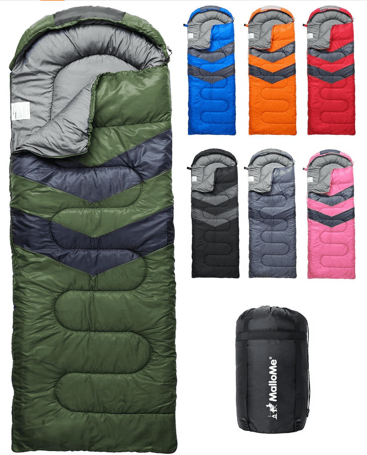 Open Box MalloMe SSBAG Sleeping Bag for Adult Backpacking Camping Bag for Kid Green