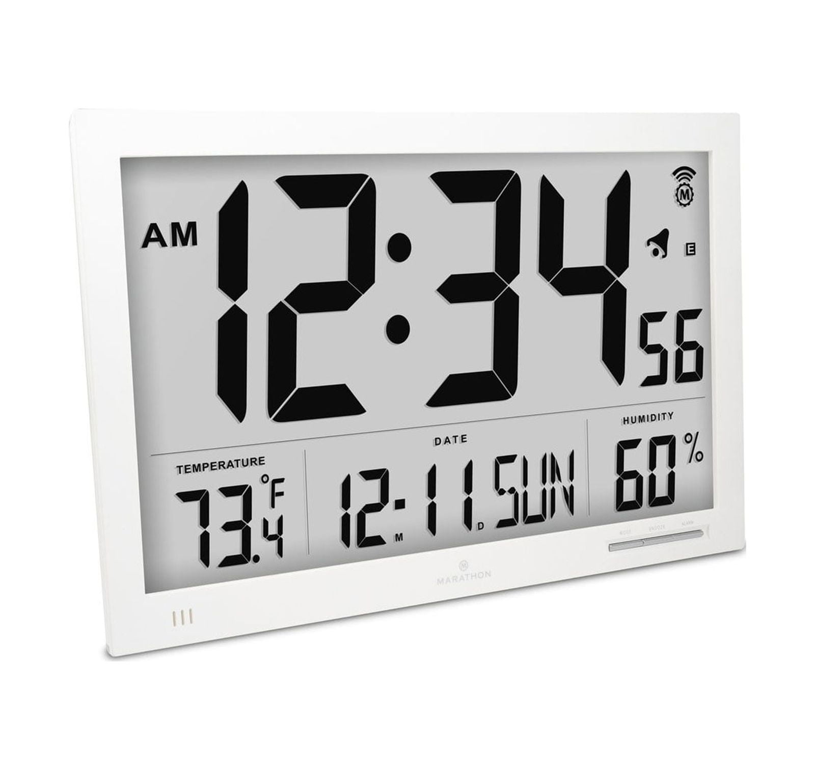 Open Box Marathon CL030062WH Slim-Jumbo Atomic Digital Wall Clock White