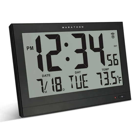 Open Box Marathon CL030090BK Black Atomic Clock with Auto Backlight