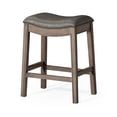 thumbnail image 1 of Open Box Maven Lane Adrien Stool, Reclaimed Oak, Stone Vegan Leather, Set of 2, 1 of 1