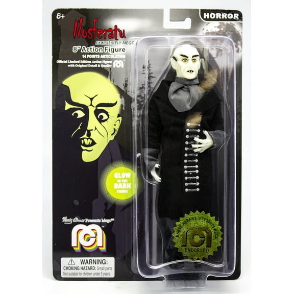 Open Box Mego Action Figure, 8 Glow in the Dark Nosferatu with Black Coat (Limited Edition Collectors Item)