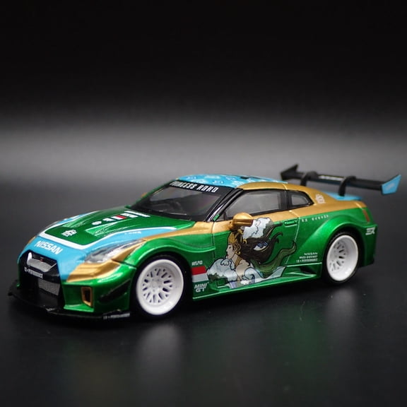 Open Box NISSAN GTR R35 35GT-RR LB-SILHOUETTE WORKS GT GREEN 1:64 SCALE DIECAST MODEL CAR