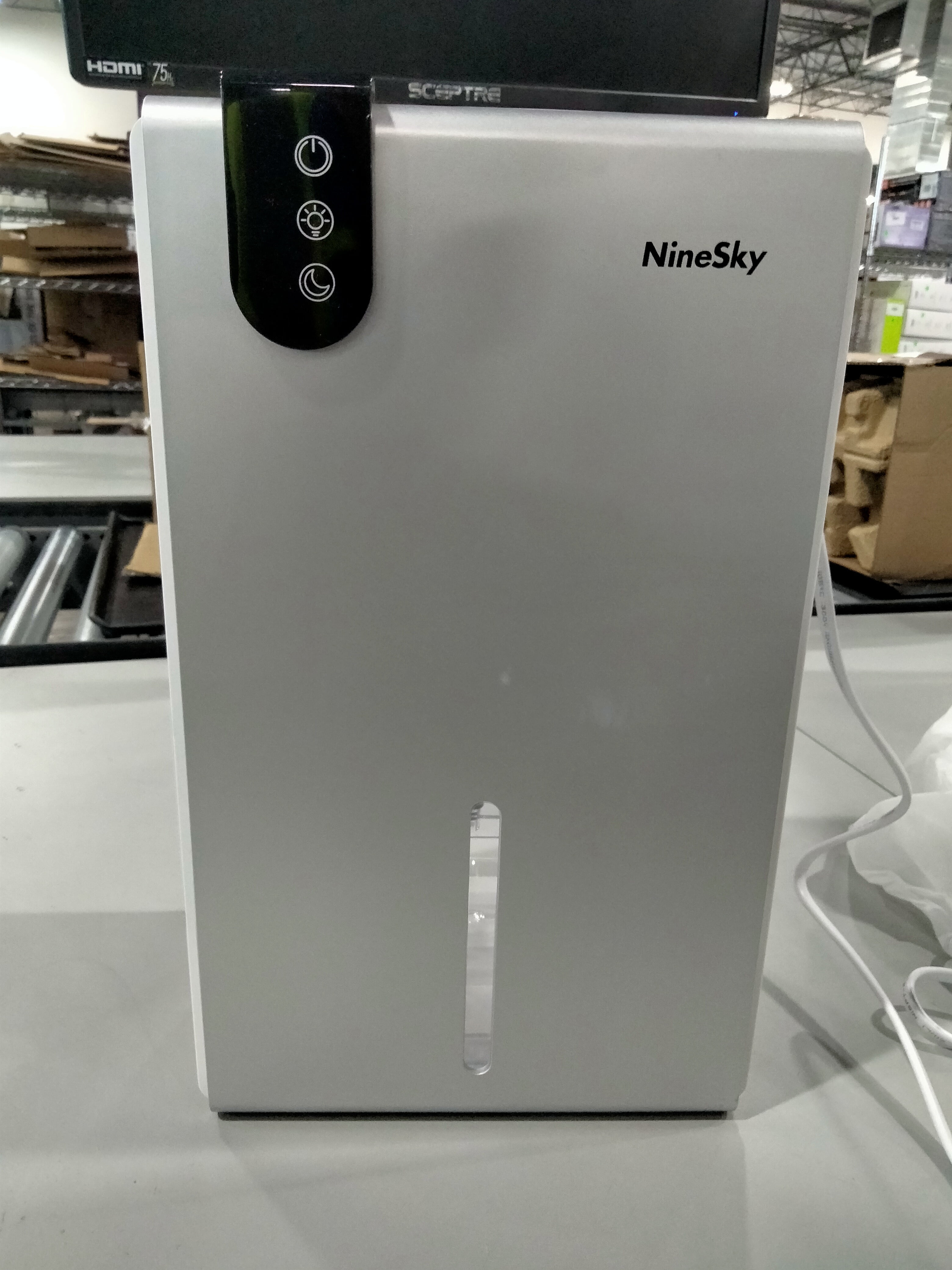 Open Box NineSky CT2 Dehumidifier for Home Silver (Front), White