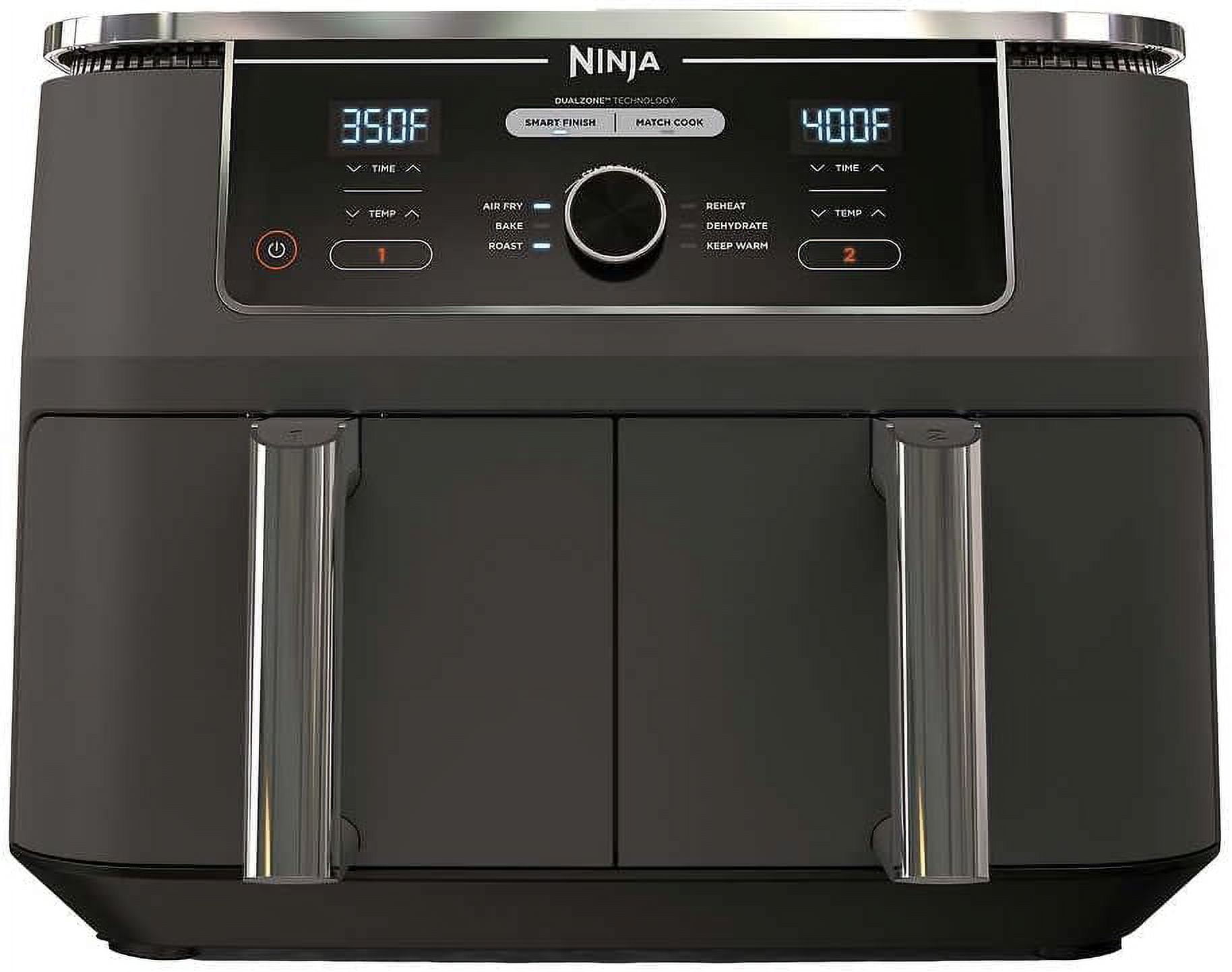  Ninja AD350CO Foodi 10 Quart 6-in-1 DualZone XL 2-Basket Air  Fryer with 2 Independent Frying Baskets, Match Cook & Smart Finish to  Roast, Broil, Dehydrate for Quick, Easy Family-Sized Meals, Grey (