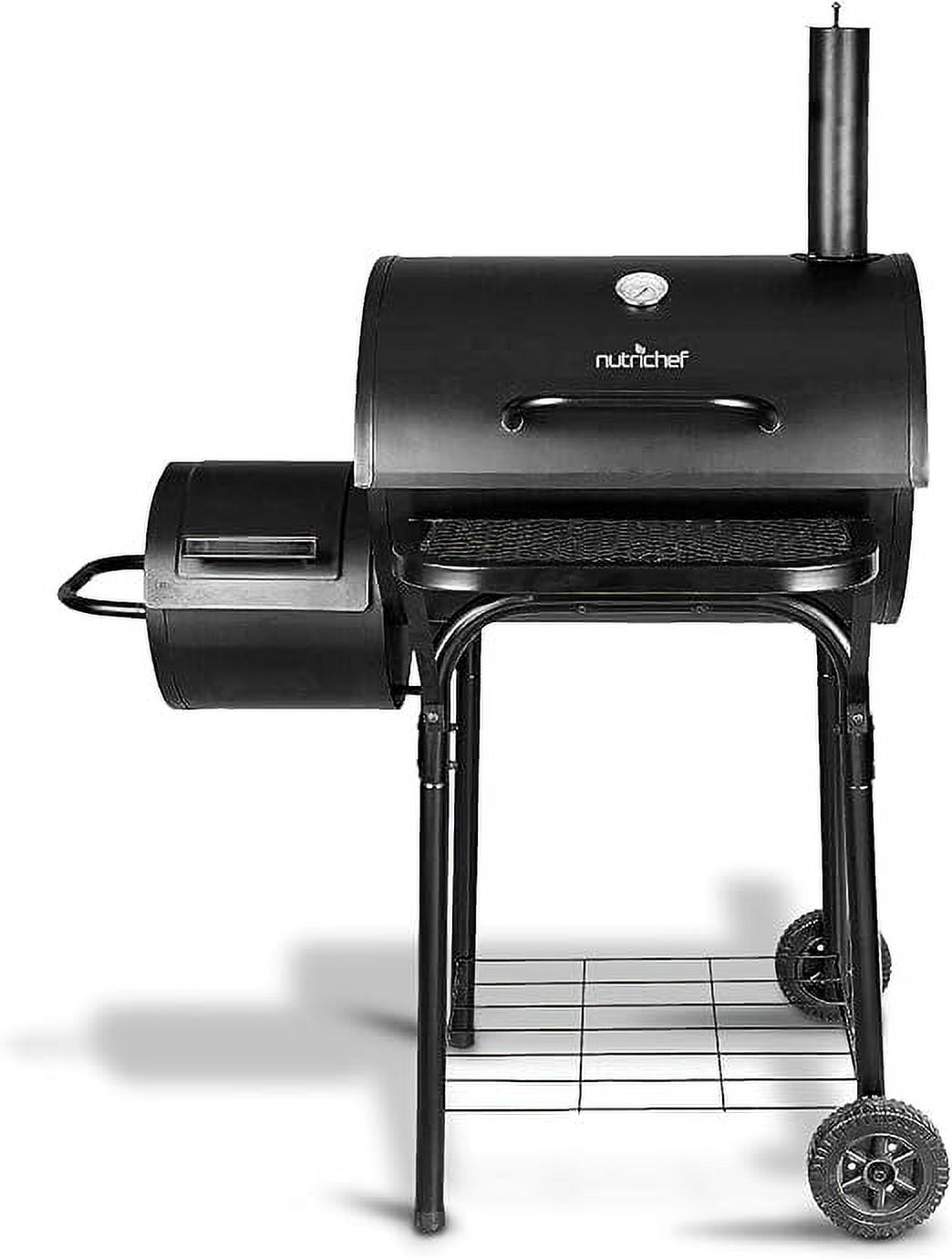 Portable Black Stainless Steel Charcoal Grill with Smoker