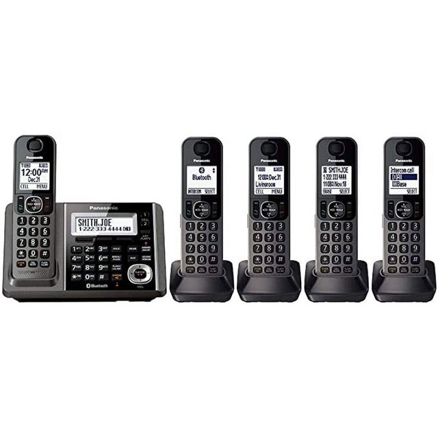 Open Box Panasonic 5 Handset Link2Cell Cordless Phone KXTG585SK