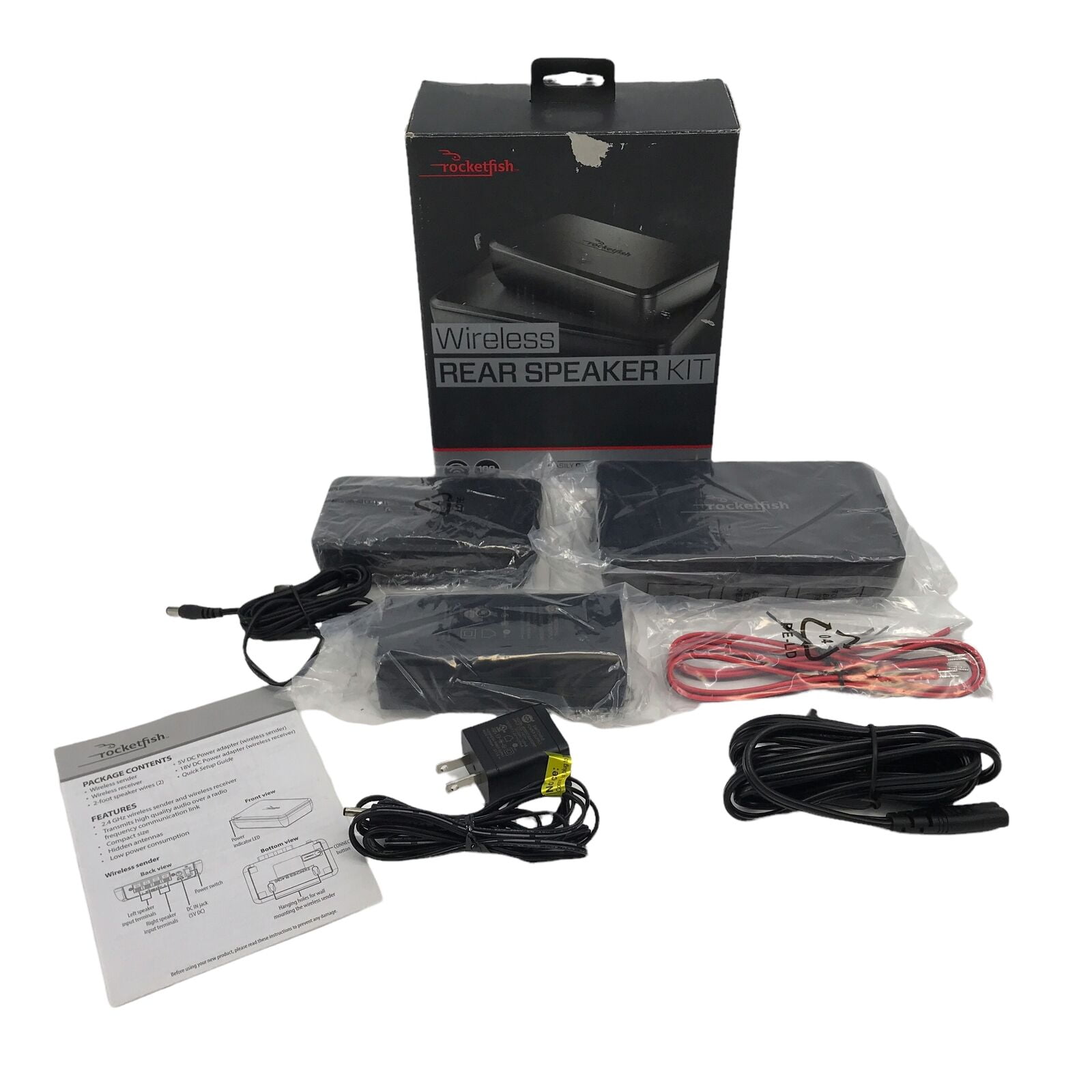 Open Box Rocketfish RFWRSK18 Wireless Rear Speaker Kit for Home