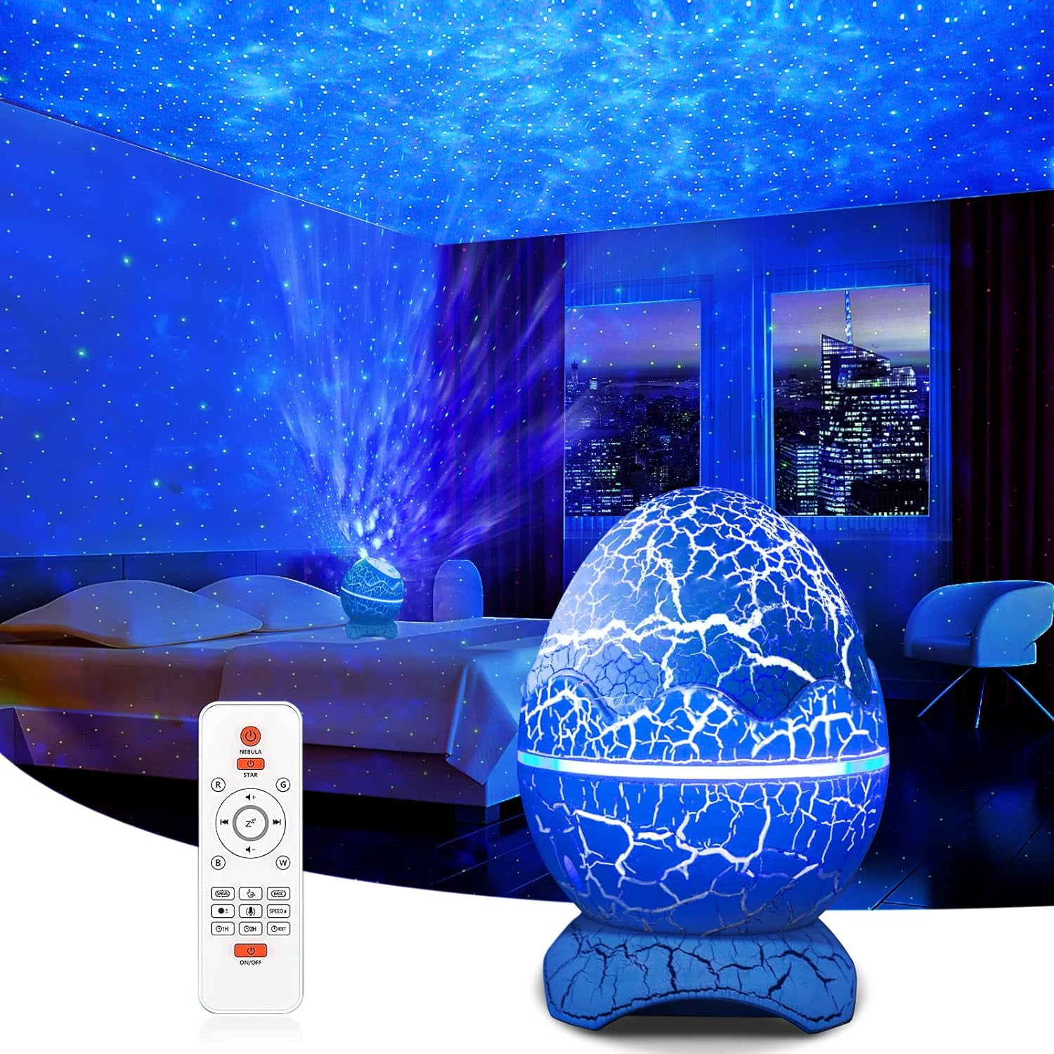 Dimmable LED Dinosaur Egg Galaxy Projector with Bluetooth Speaker