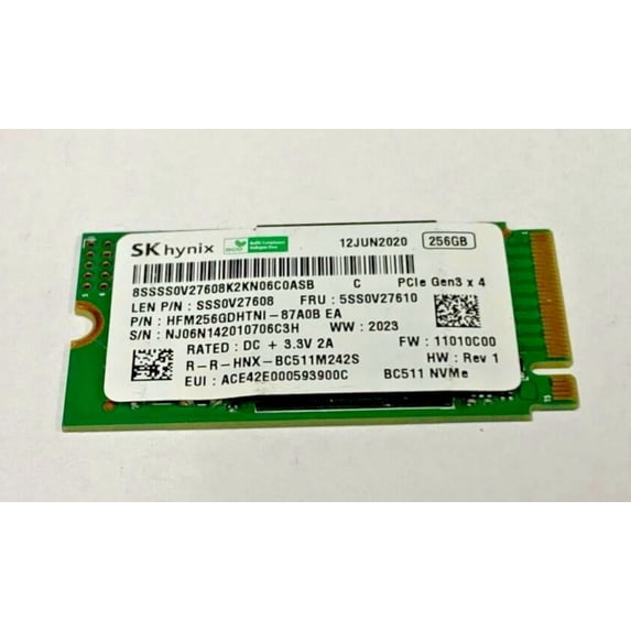 SK HYNIX SSD 256GB 2242 M.2 NVME PCI-E 3.0 5SS0V27610 - GREEN