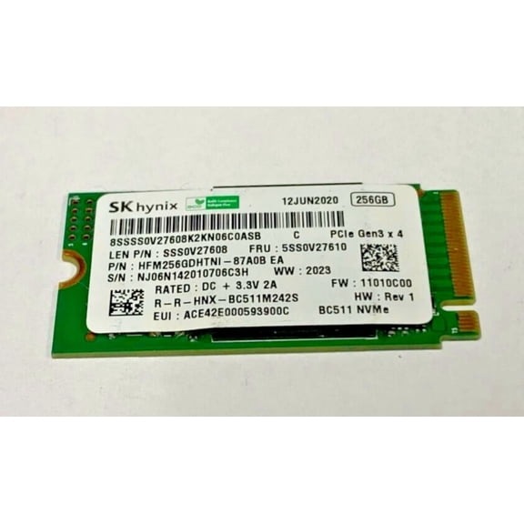 SK HYNIX SSD 256GB 2242 M.2 NVME PCI-E 3.0 5SS0V27610 - GREEN