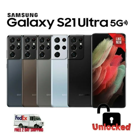 Open Box Samsung Galaxy S21 Ultra 5G SM-G998U1 128GB Blue (US Model) - Factory Unlocked Cell Phone