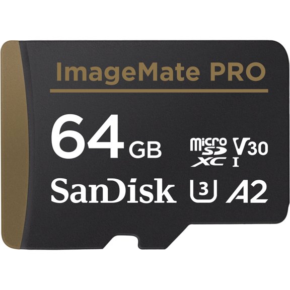Open Box SanDisk SDSQXBZ-064G-AWCJA ImageMate 64GB PRO microSDXC UHS-1 Memory Card with Adapter for Action Cams - C10, U3, V30, 4K UHD, A2 Micro SD Card