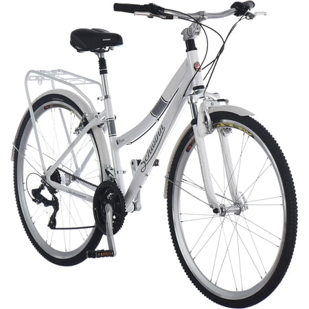 Open Box Schwinn Discover Hybrid Bike, 21 Speed, 28-Inch Wheels, Rear Cargo Rack - WHITE