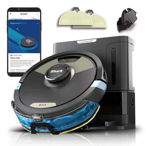 Open Box Shark Matrix Plus 2in1 Robot Vacuum & Mop Sonic Mopping AV2610WA - Black/Gold