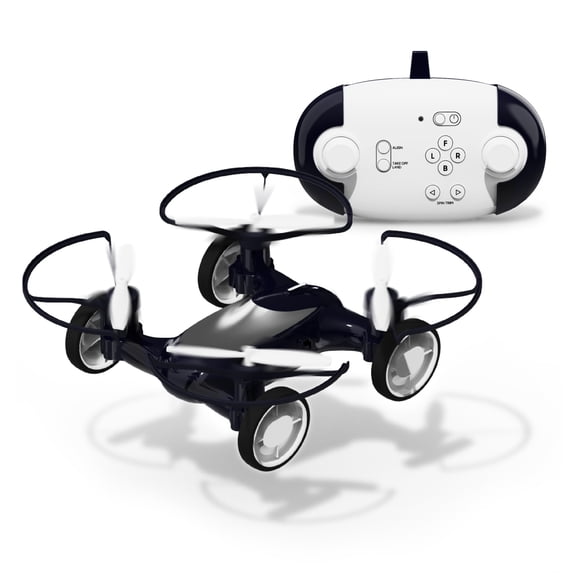 Open Box Sharper Image Toy Fly+Drive Dual-Function Vehicle Drone, Black, 5.5 in x 5.51 in