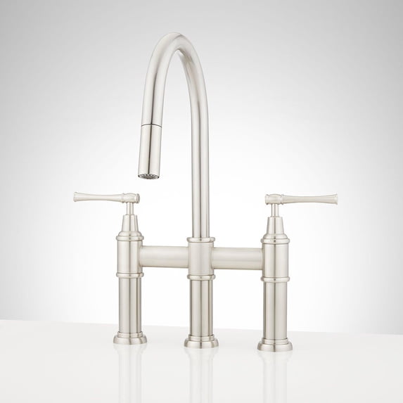 Open Box Signature Hardware 455765 Hurston 1.8 GPM Double Handle Bridge ...