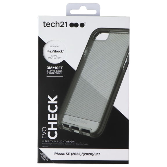 Open Box Tech21 Evo Check Series Flexible Case Cover iPhone 8 / 7 - Smokey Tint / Black