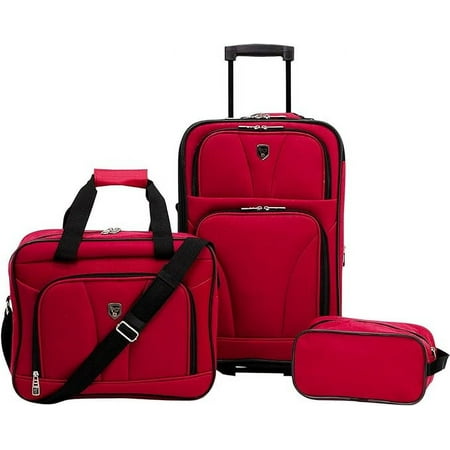 Open Box Travelers Club Bowman Eva Expandable Value Luggage and Travel Set 3 Piece - Red