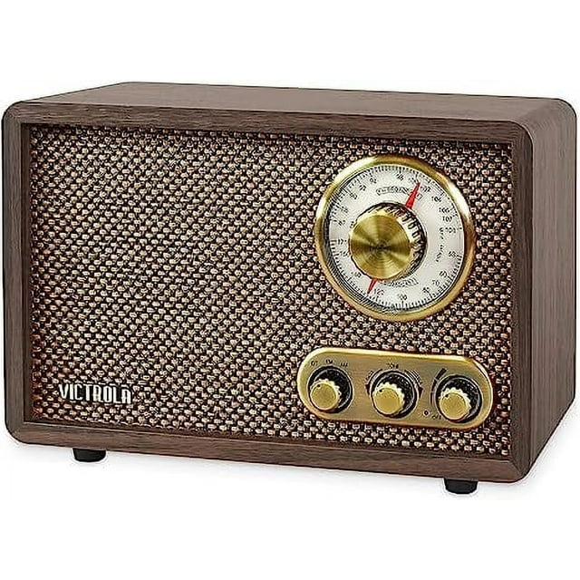 Open Box Victrola Retro Wood Bluetooth FM/AM Radio Rotary Dia VRS2800