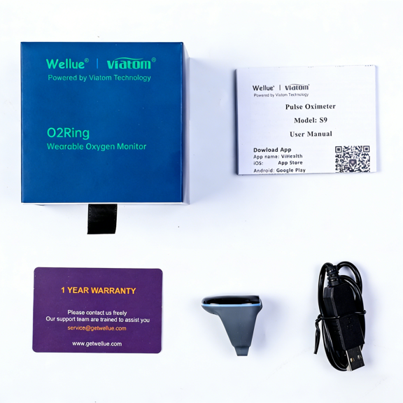 Open Box Wellue Never Used O2ring Gym Use Pulse Oximeter, Bluetooth Oxygen Monitor for Monitoring Fitness Heart Rate