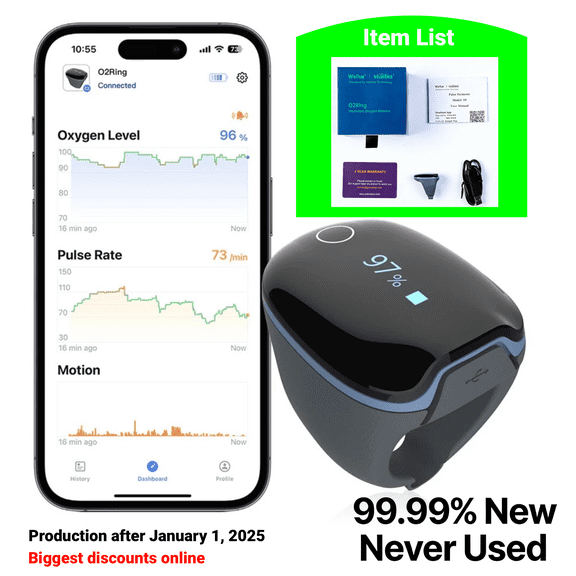 Open Box Wellue O2Ring Continuous Pulse Oximeter - Never Used 99.99% New