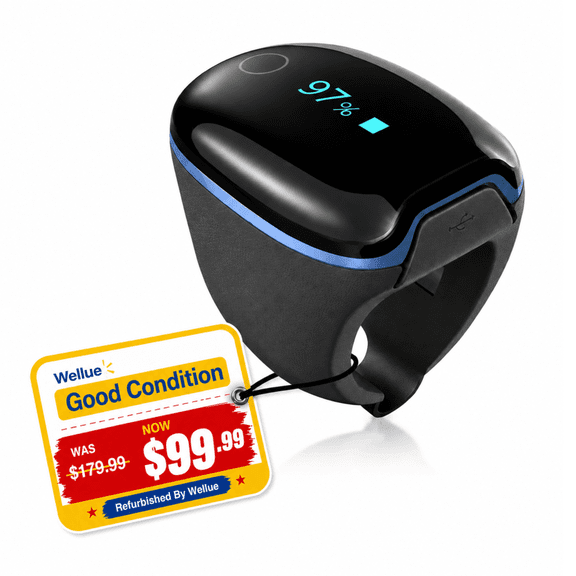 Open Box Wellue O2Ring Continuous Pulse Oximeter, Wearable SpO2 Monitor