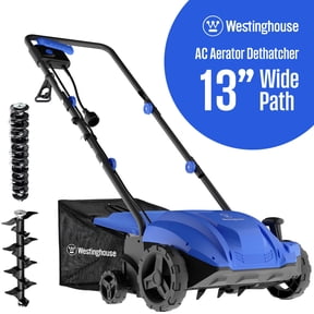 Open Box Westinghouse W13ADAC 13-Inch 12 Amp 2-in-1 Corded Electric Dethatcher and Aerator with 8 Gallon Thatch Collection Bag, 4-Position Depth Adjustment, Foldable Handle