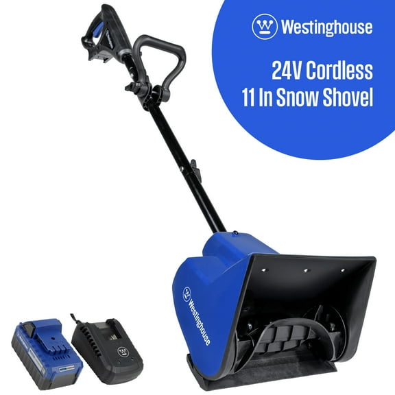 Open Box Westinghouse WSnow11S 24V Cordless Snow Shovel 11 Inch Kit, 24V 4Ah Battery, 2.2A Fast Charger, Electric Snow Shovel with 20ft Throwing Distance, Plows 75lbs/min