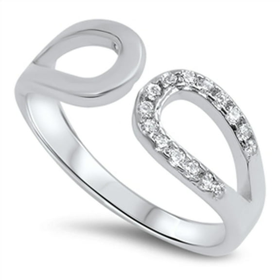 Open Buckle White Cubic Zirconia Ring 925 Sterling Silver Band Jewelry Female Male Unisex Size 6