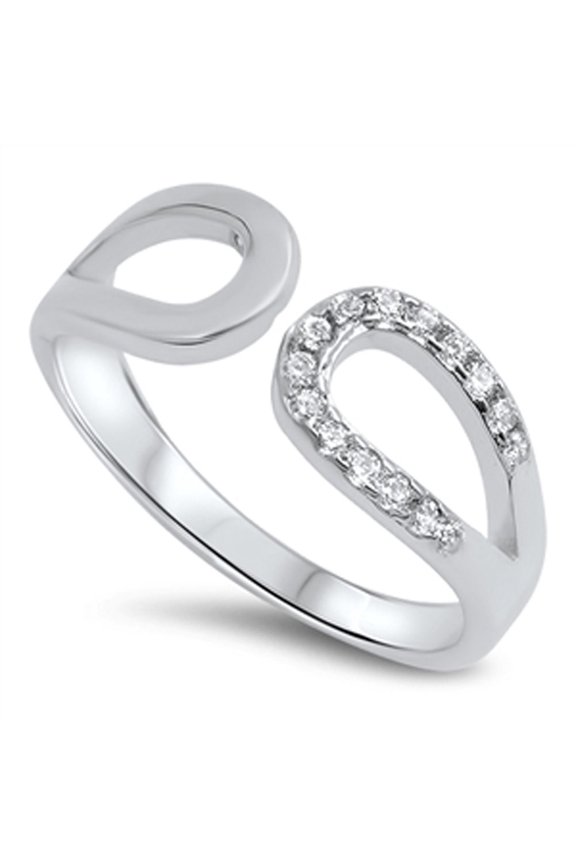 Open Buckle White Cubic Zirconia Ring 925 Sterling Silver Band Jewelry Female Male Unisex Size 7