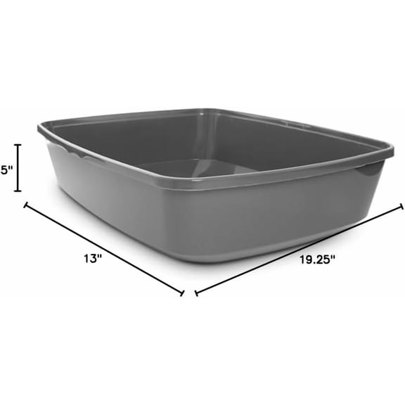 Open Cat Litter Box Charcoal Large 19.5" L X 14.8" W X 4.3" H