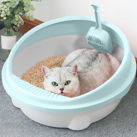 Open Cat Litter Box, Funny Cute Pet Litter Box with Scoop, Portable Large Cat Pan, Durable Cat Litter Boxes, Detachable Cats Toilet Tray for Indoor Outdoor Supplies, 35x33x16cm