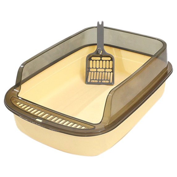 Open Cat Litter Box with High Side, Anti-Splashing Cats Litter Pan, Cat Toilet with Litter Sifting Scoop, Semi-Enclosed Removable Litter Box for Kittens Easy to Clean No Odork