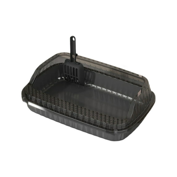Open Cat Litter Box with High Side, Anti-Splashing Cats Litter Pan Semi-Enclosed Removable Cats Litter Boxes with Litter Sifting Scoop Open Top Kitty Toilet for Deodorizing Easy to Clean