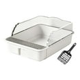 thumbnail image 1 of Open Cat Litter Box with High Sides - Anti-Splash Litter Pan with Removable Sifter & Mat, Semi-Enclosed Design for Kittens & Cats, Easy Clean 15x19.7x7 Inch, 1 of 7
