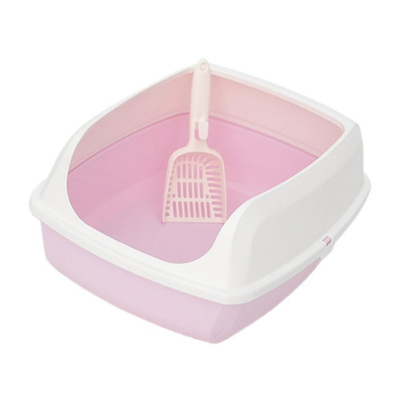 Open Cats , Cat Potty Toilet Pan Container Bedpan Deep Loo Spoon, Pet Litter Tray for Small Animals Indoor Rabbit Kennel Kitten Pink
