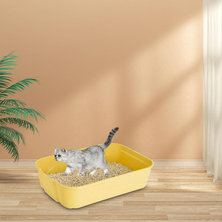Open Cats Litter Pan High Side Sifting Kitten Potty Tray Prevent Sand  Leakage Easy to Clean Great for Kittens Small Cats Yellow