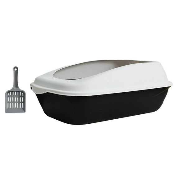 Open Cats Toilet Litter Pans Easy to Clean Splashproof Cat Small Dogs Bedpan Kitten Potty Pan for Small Animals Rabbit Kitten , Black