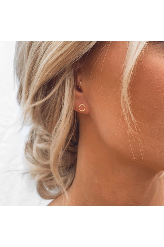 Open Circle Stud Earrings  Minimalist Dainty Gold or Silver Earrings for Women, Everyday Jewelry Gift