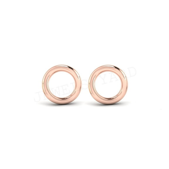 Open Circle Stud Earrings in 925 Sterling Silver 14K Rose Gold Plated Daily Wear Stud Earrings For Women