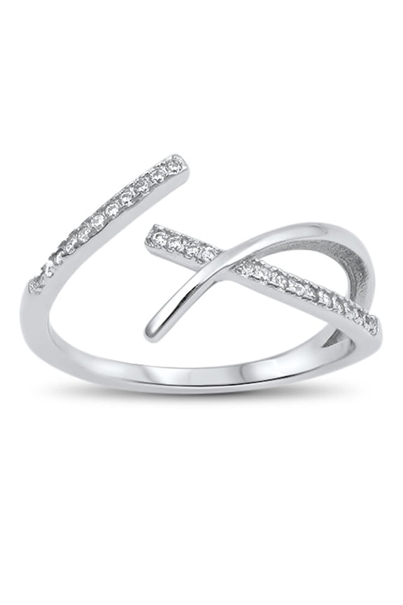 Open Clear Criss Cross Knot Engagement Ring For Velantine Gift 1.9 Ct Diamond 14K White Gold Over