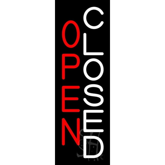 Open Closed LED Neon Sign 24" Tall x 8" Wide, Clear Edge Cut Acrylic Backing, with Dimmer - Bright and Premium built indoor LED Neon Sign for storefront.