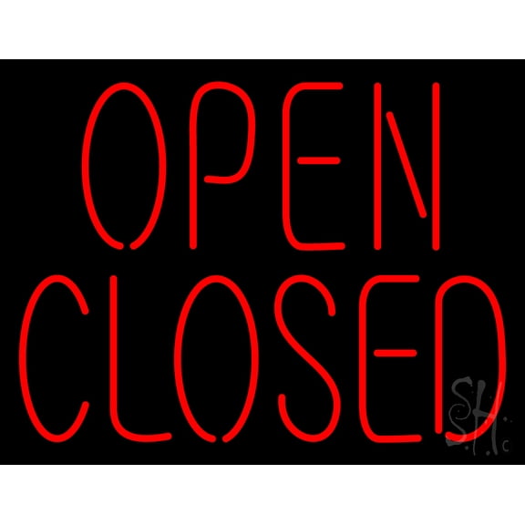 Open Closed LED Neon Sign 24 x 31 - inches, Clear Edge Cut Acrylic Backing, with Dimmer - Bright and Premium built indoor LED Neon Sign for storefront.